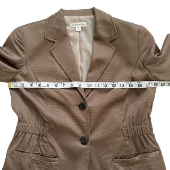 Coldwater Creek Brown Tan Short Sleeve Pockets Lined Career Blazer Size 6 Petite - Picture 9 of 11